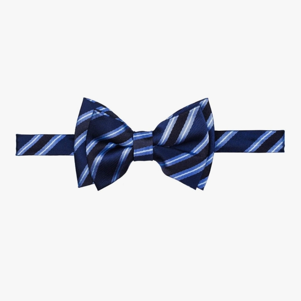 NWT Classic Striped Kids Bow Tie in Navy and Light Blue